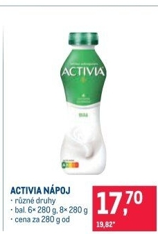 Jogurtový nápoj Activia Danone