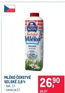 Mléko čerstvé selské Mlékárna Kunín -plnotučné