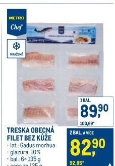 Treska obecná filety mražená Metro Chef