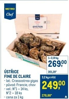 Ústřice velká Fine de Claire Metro Chef