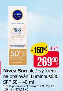 Krém pleťový na opalování OF 50 Luminous 630 Nivea Sun