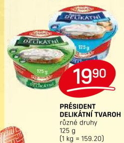 Tvarohové pomazánky Delikátní Président