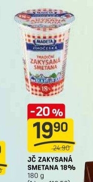 Smetana zakysaná Jihočeská Madeta 18%