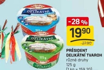 Tvarohové pomazánky Delikátní Président