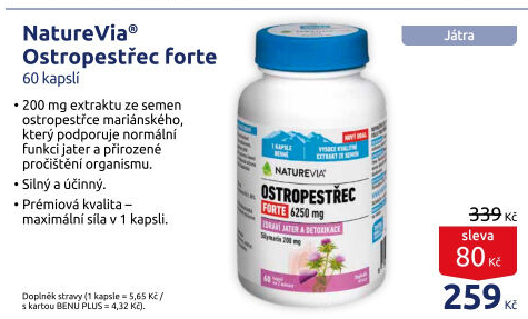 Doplněk stravy Ostropestřec Forte Swiss NatureVia