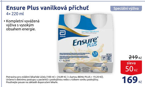 Tekutá strava při podvýživě Ensure Plus