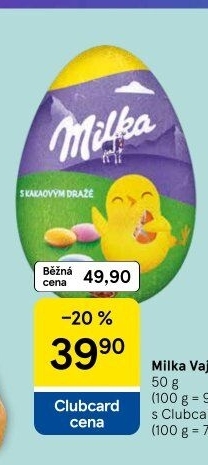 Čokoládové vajíčko Milka