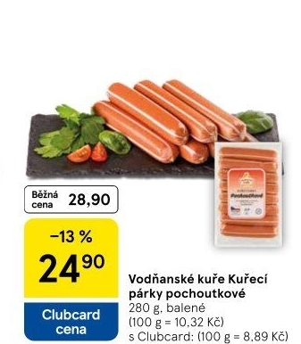 Párky kuřecí pochoutkové Vodňanské kuře