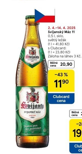 Pivo světlý ležák 11° Svijanský Máz Svijany