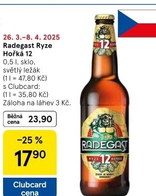 Pivo světlý ležák 12° Ryze hořká Radegast