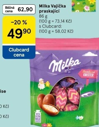 Čokoládová vajíčka Milka