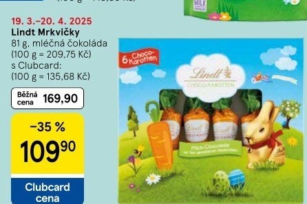 Čokoládové mrkvičky Lindt