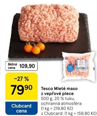 Maso mleté vepřové z plece Tesco