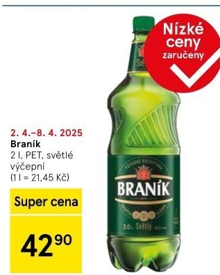 Pivo světlé výčepní 10° Braník