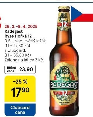 Pivo světlý ležák 12° Ryze hořká Radegast