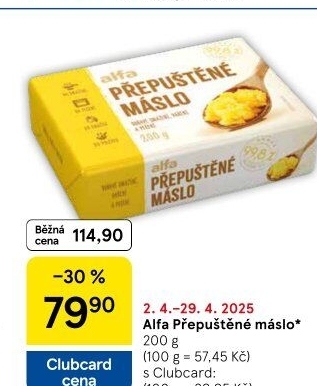 Přepuštěné máslo Alfa