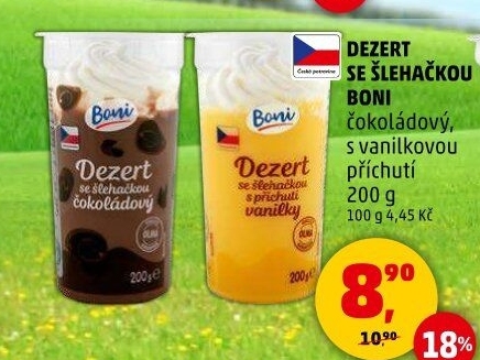 Dezert pudink se šlehačkou Boni