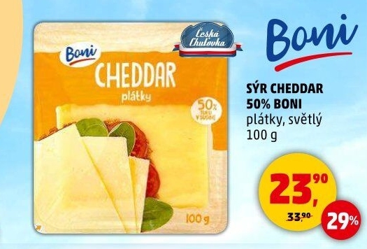 Sýr Cheddar 50% Boni