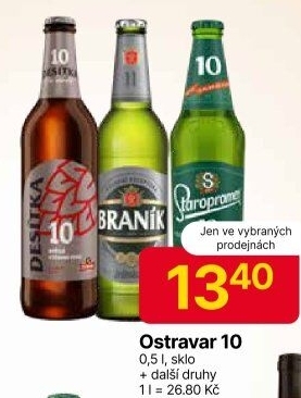 Pivo světlé výčepní Desítka 10° Ostravar