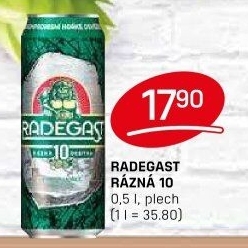 Pivo světlé výčepní Rázná 10° Radegast