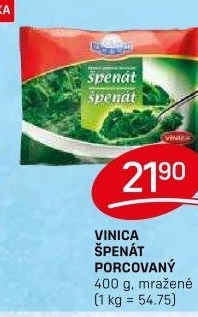 Špenát porcovaný mražený Vinica