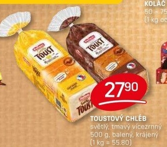 Toustový chléb vícezrnný tmavý Penam
