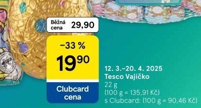 Čokoládové vajíčko Tesco