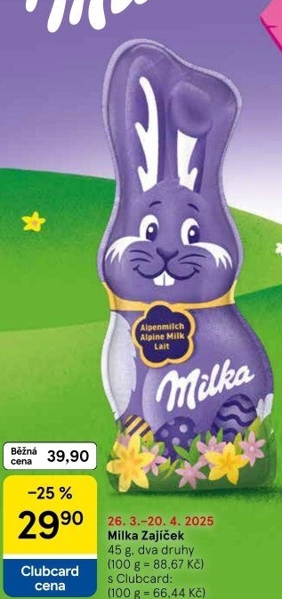 Čokoládový zajíc Milka