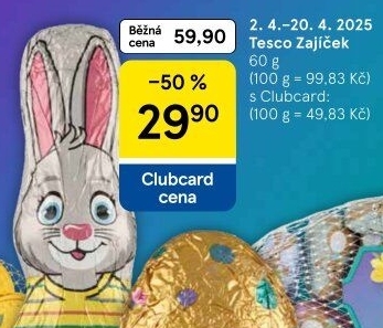 Čokoládový zajíc Tesco