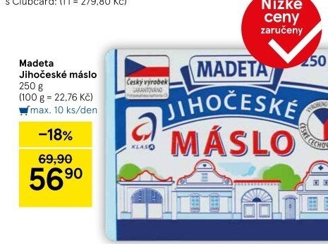 Máslo Jihočeské Madeta