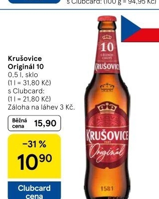 Pivo světlé výčepní Originál Královská 10° Krušovice