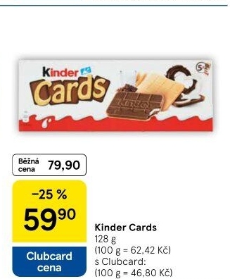 Sušenka s náplní Cards Kinder