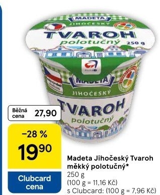 Tvaroh polotučný Jihočeský Madeta