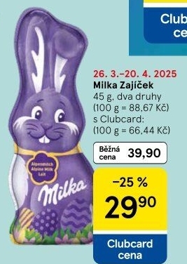 Čokoládový zajíc Milka