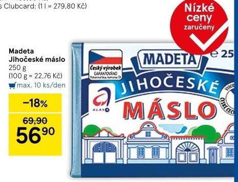 Máslo Jihočeské Madeta