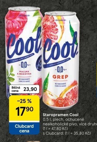 Nealkoholické pivo ochucené Staropramen Cool