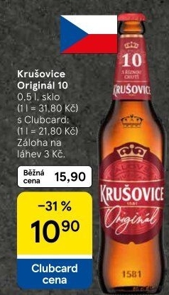 Pivo světlé výčepní Originál Královská 10° Krušovice