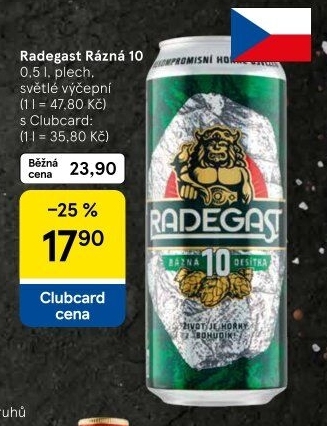 Pivo světlé výčepní Rázná 10° Radegast