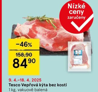 Vepřová kýta bez kosti Tesco
