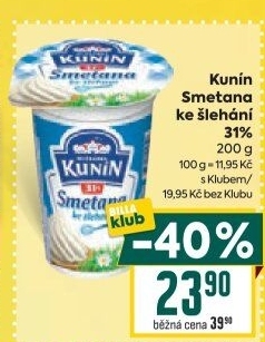 Smetana ke šlehání Mlékárna Kunín 31%