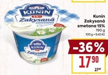 Zakysaná smetana Mlékárna Kunín 15%