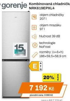 Kombinovaná chladnička Gorenje NRK619EPXL4
