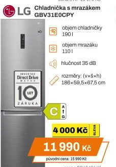 Kombinovaná chladnička LG GBV31E0CPY