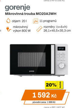 Mikrovlnná trouba Gorenje MO20A3WH
