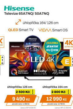 Smart QLED televize Hisense 50A7NQ