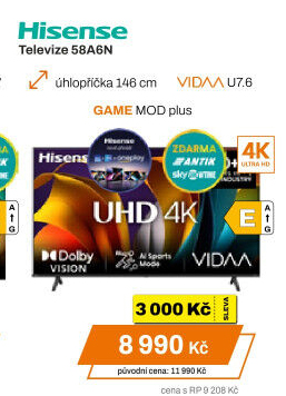UHD LED televize Hisense 58A6N