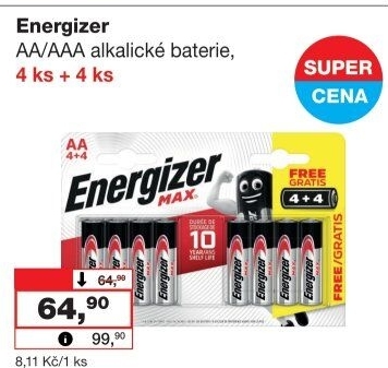 Baterie alkalické Max Energizer