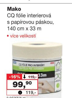 CQ fólie interierová s papírovou páskou Mako