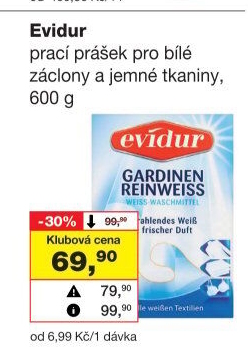 Prací prášek na záclony Evidur