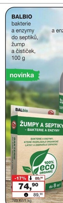 Přípravek Bakterie do žump a septiků BALbio
